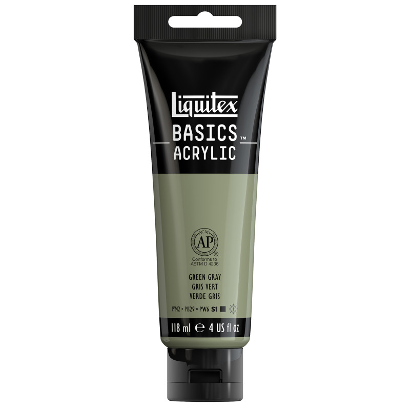 BASICS Acrylic Paint, 118 mL Tube, Green Gray