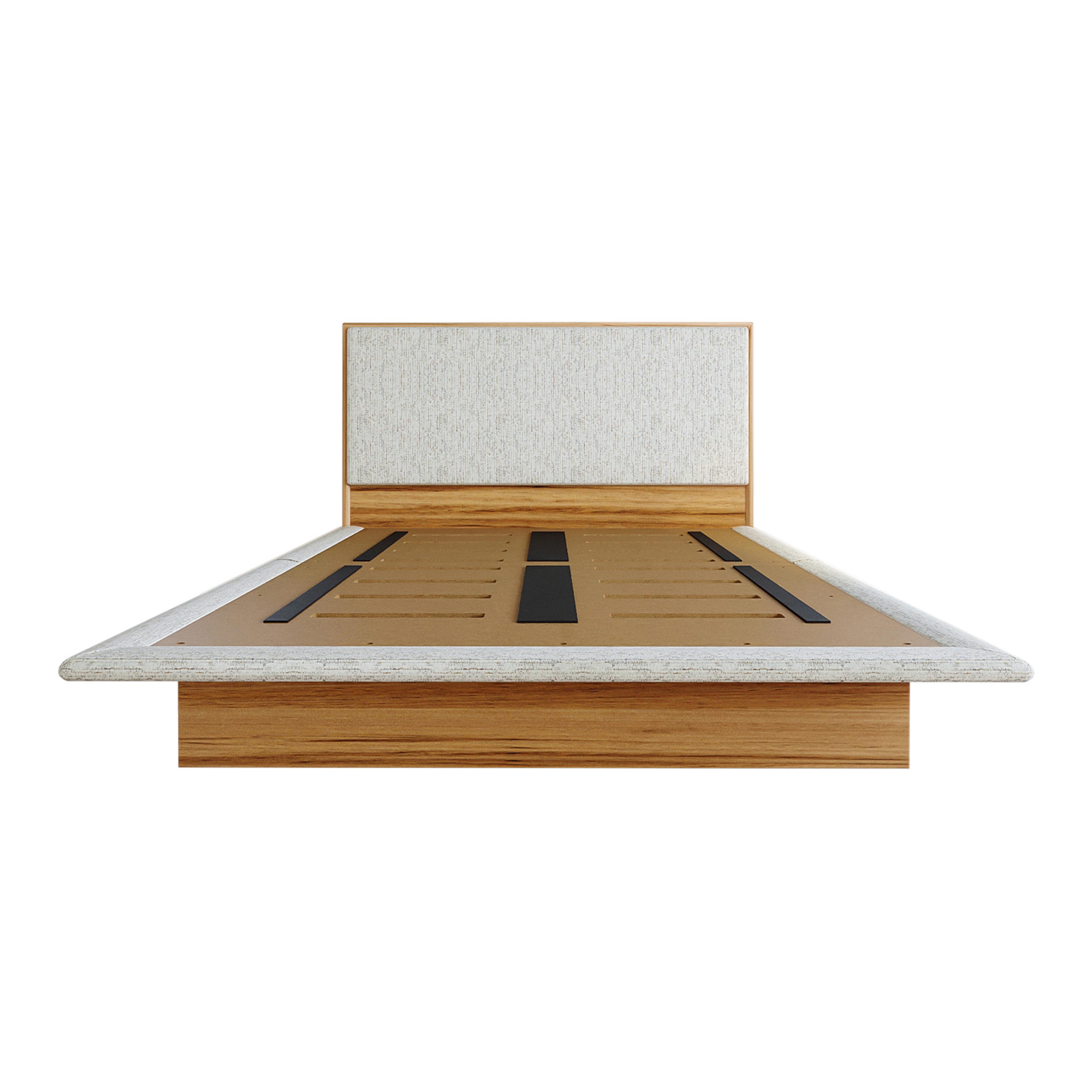 Product image of the  Soho Bed Frame, W/ Narrow Headboard & Upholstered Base, Light Ash-Montague Alabaster from Forty Winks