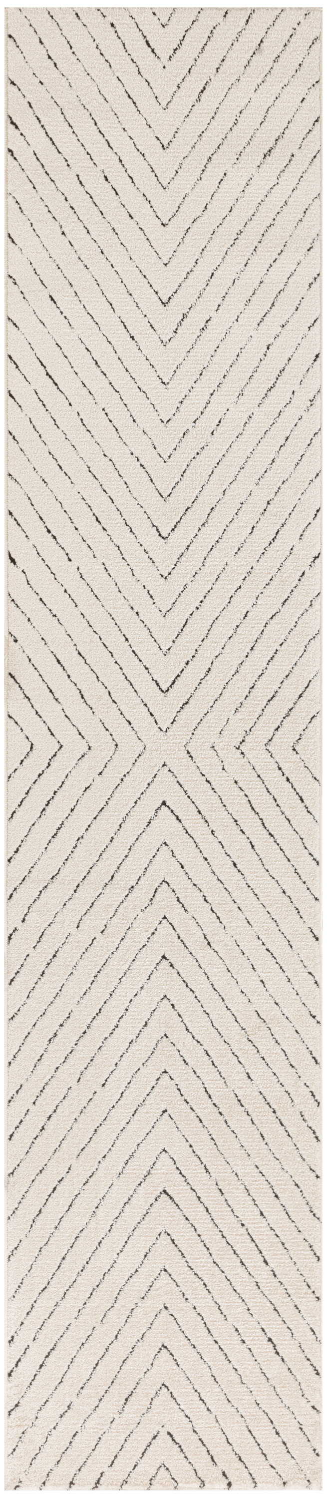 Nourison Modern Comfort 2'2" x 10' Ivory Black Scandinavian Indoor Rug