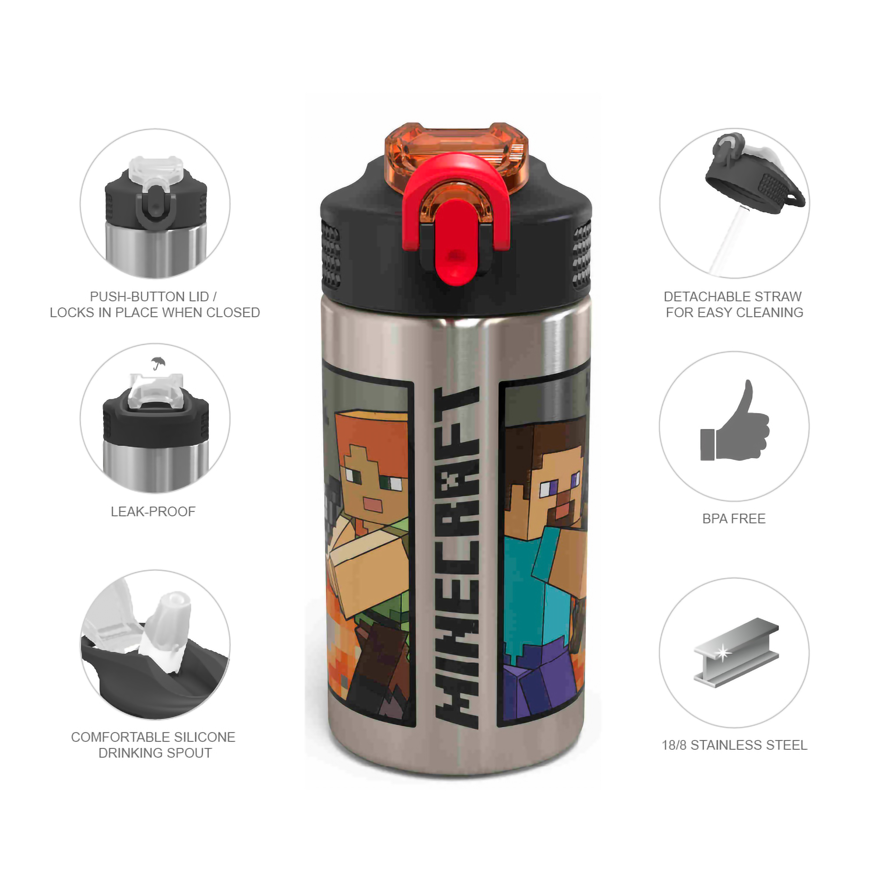 Minecraft 15.5 ounce Water Bottle, Steve and Alex slideshow image 7 Minecraft 15.5 ounce Water Bottle, Steve and Alex slideshow image 7