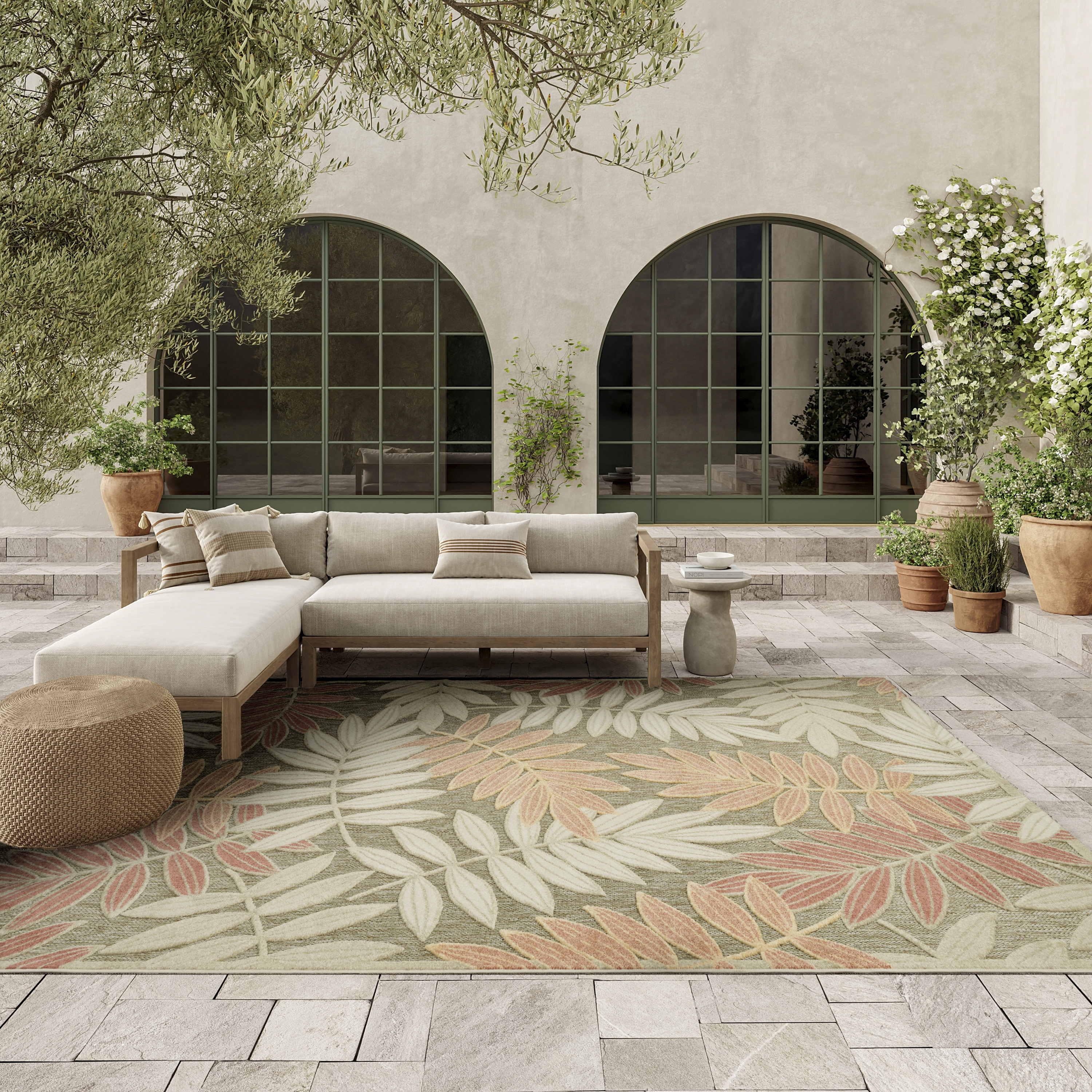 Nourison Aloha 7'10" x 10'6" Sage Rose Modern Rug