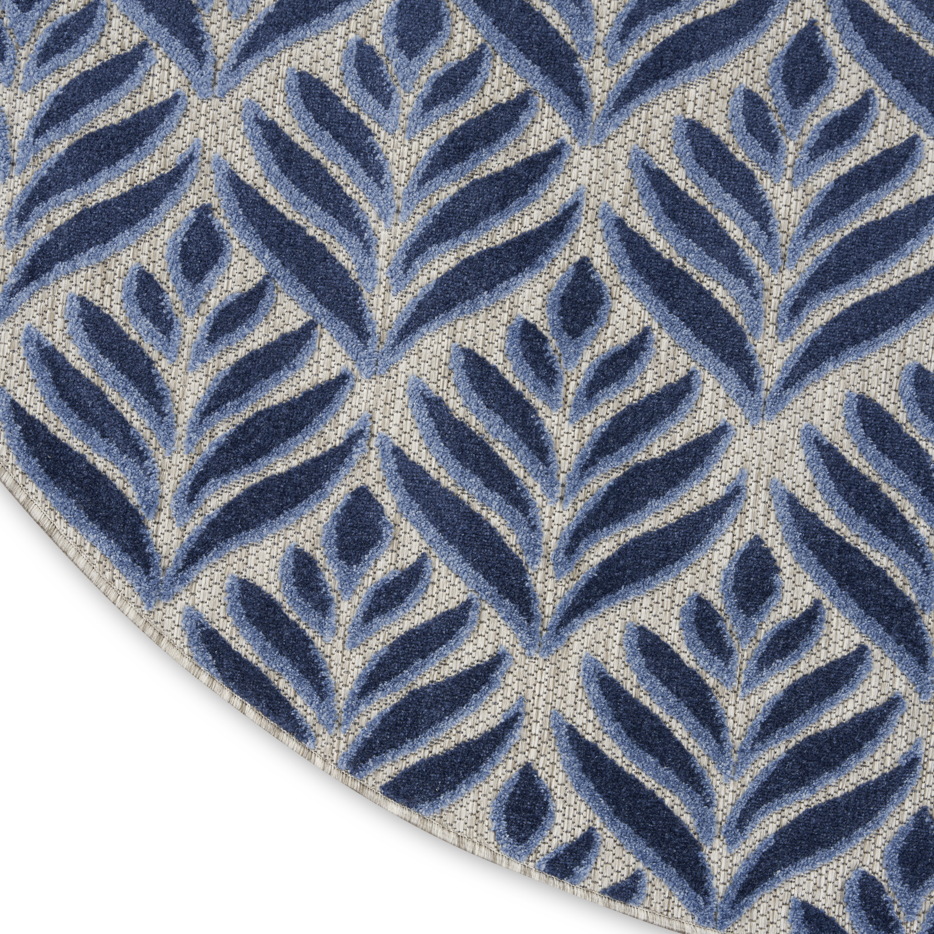 Nourison Aloha 5'3" x Round Blue Tropical Rug