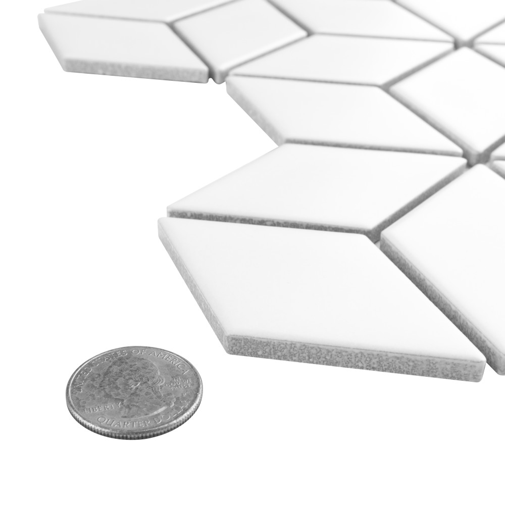 Metro Rhombus Matte White 10-1/2 in. x 12-1/8 in. Porcelain Mosaic Tile