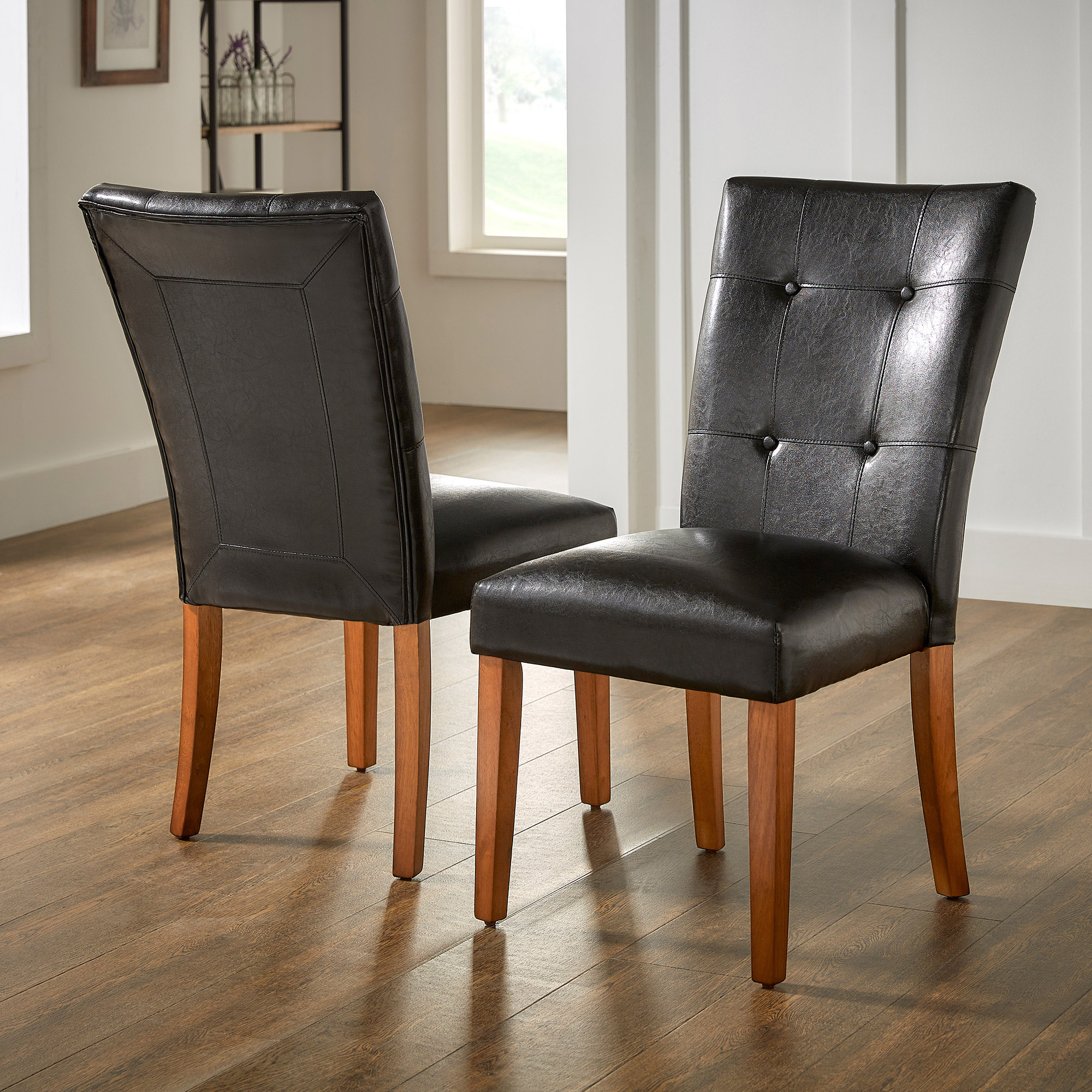 Tufted Faux Leather Dining Chairs (Set of 2)