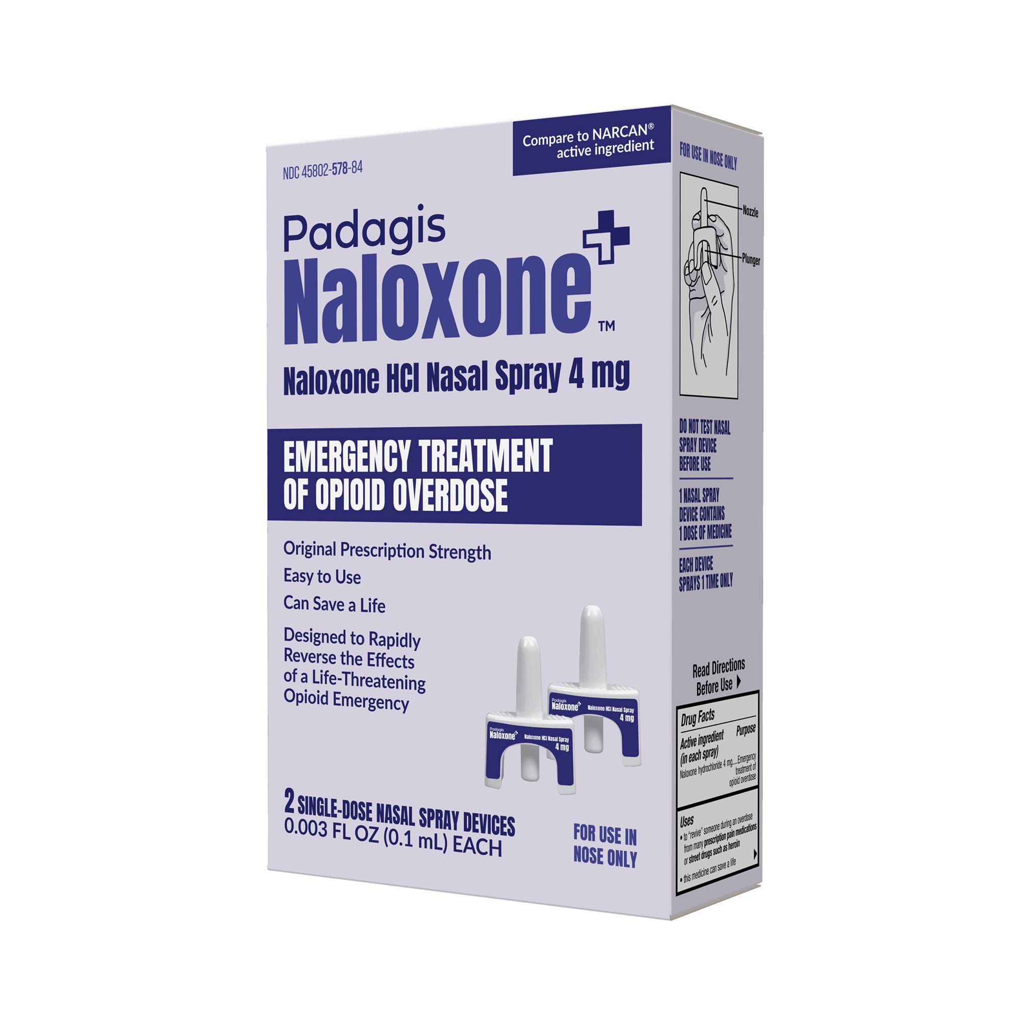 Padagis US LLC NALOXONE HCL, SPR NASAL OTC 4MG/0.1ML (2/CT)