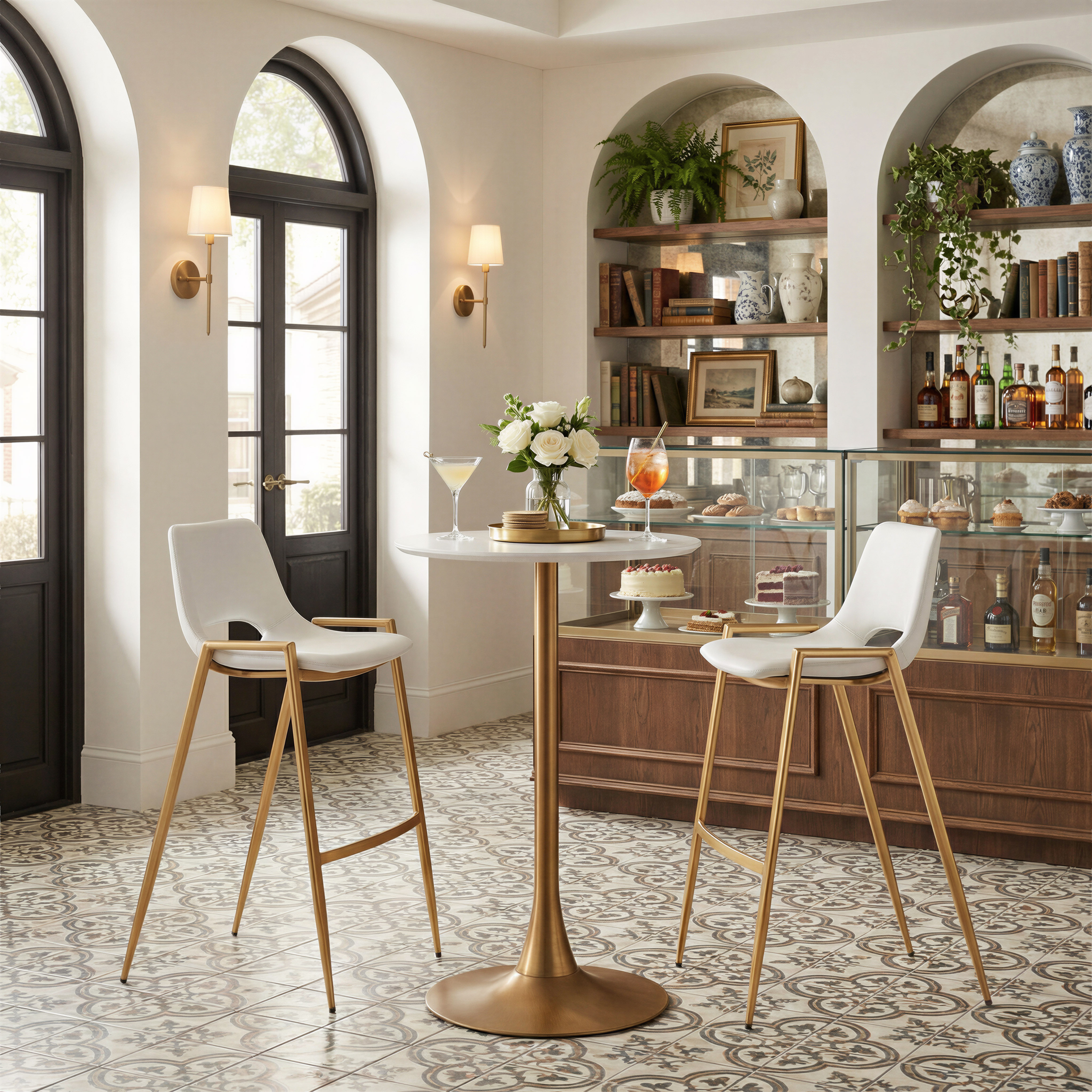 Auray Bar Table White & Gold product image