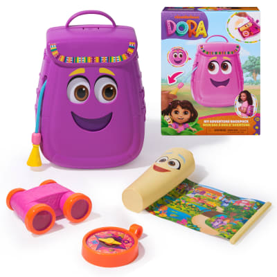 Dora, Mon sac à dos d'aventure, avec accessoires d'exploration‚ carte rétractable, paire de jumelles et boussole jouets, jouets pour filles et garçons, à partir de 3 ans