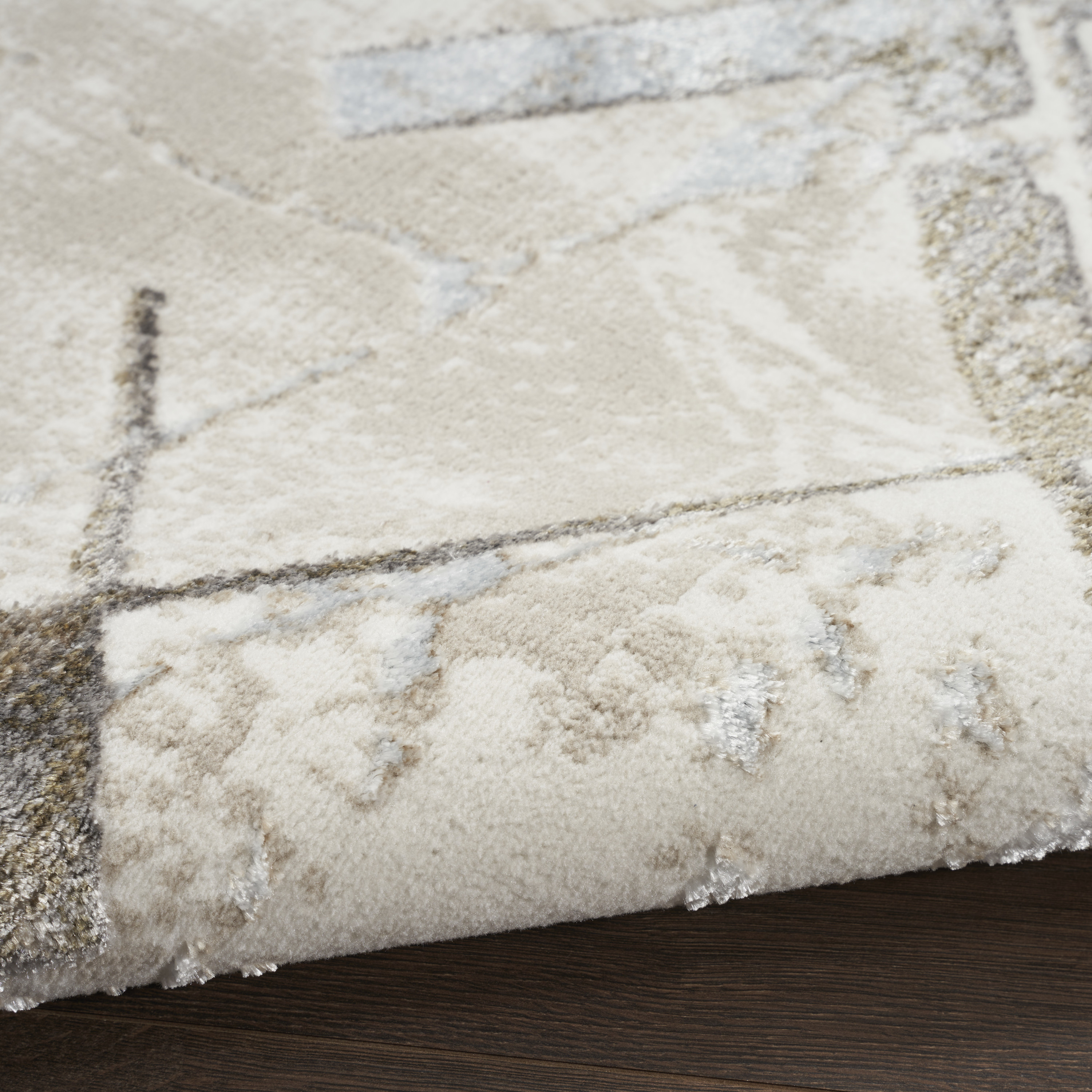 Nourison Glitz 3'11" x 5'11" Ivory Grey Modern Indoor Rug