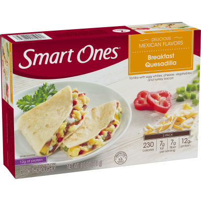 Smart Ones Breakfast Quesadilla with Egg Whites, Cheese, Vegetables & Turkey Bacon Meal, 2 ct Box