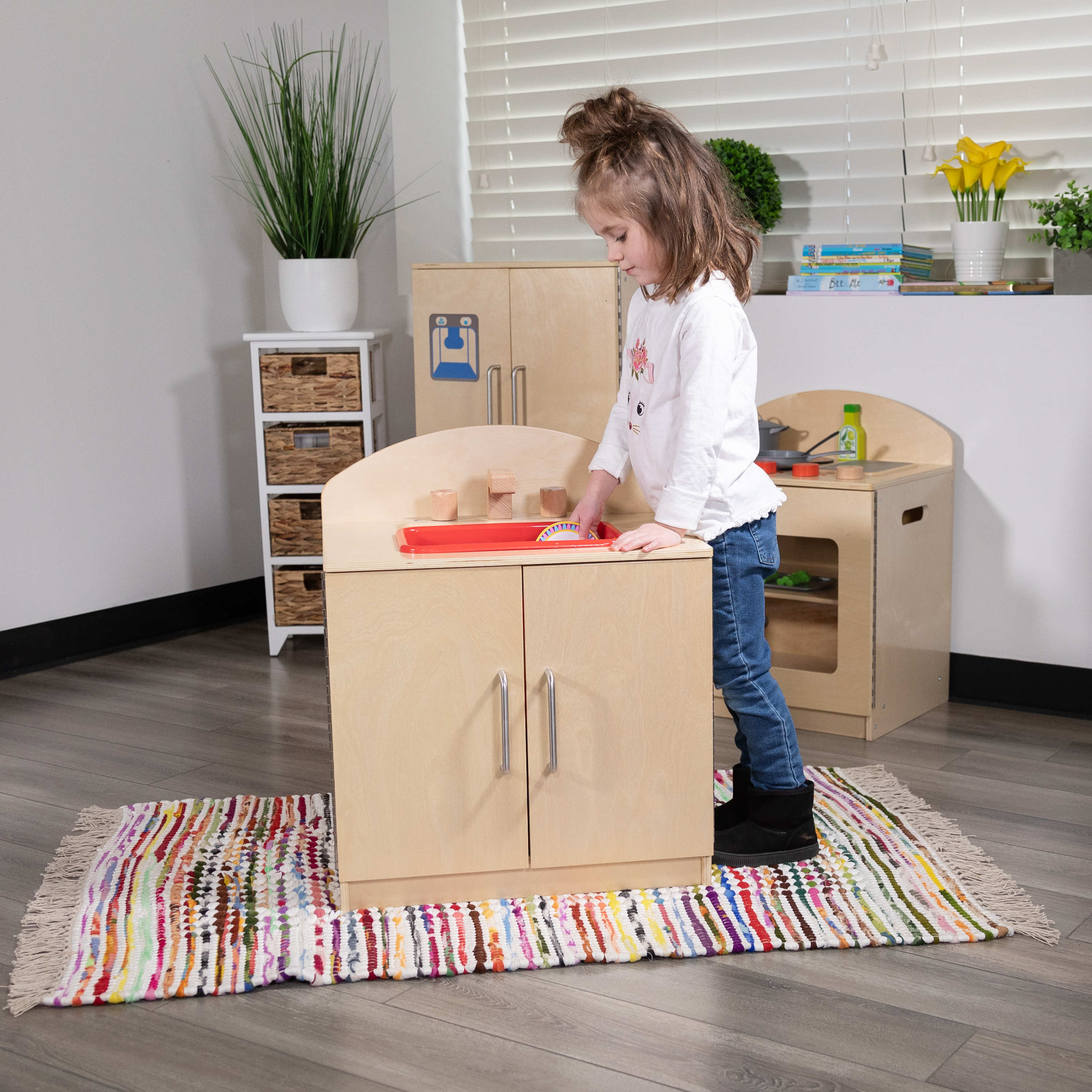 Fregadero de cocina de madera para niños con perillas giratorias para uso comercial o doméstico - Imagen 10 de 13