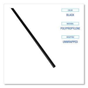 Boardwalk, Cocktail Straws, 8", Polypropylene, Black