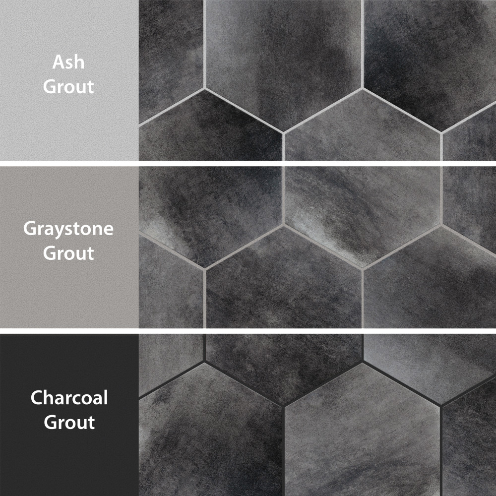 Industrial Hex Black 8-1/2 in. x 9-7/8 in. Porcelain Floor and Wall Tile