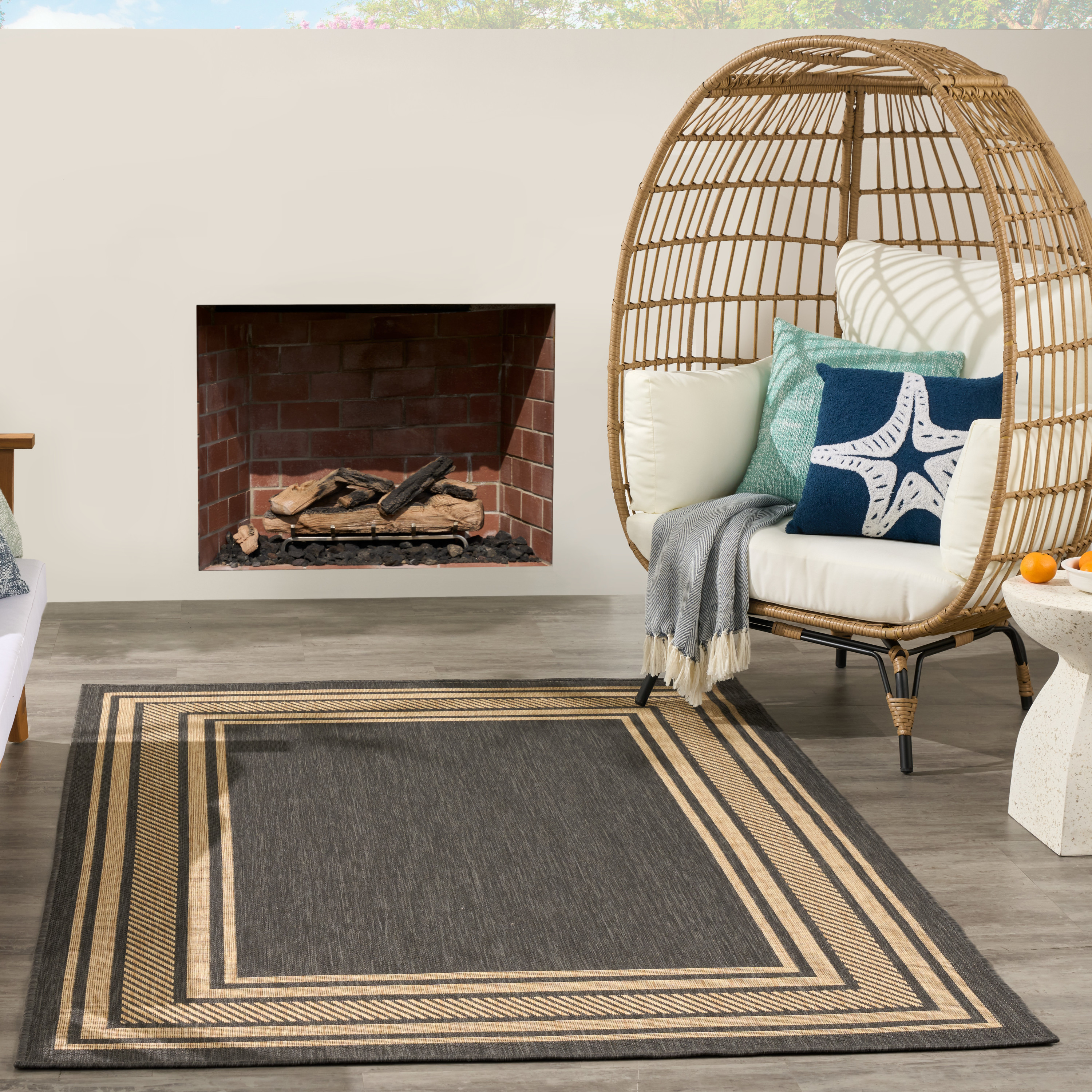 Nourison Horizon Indoor/Outdoor 6' x 9' Charcoal Modern Rug