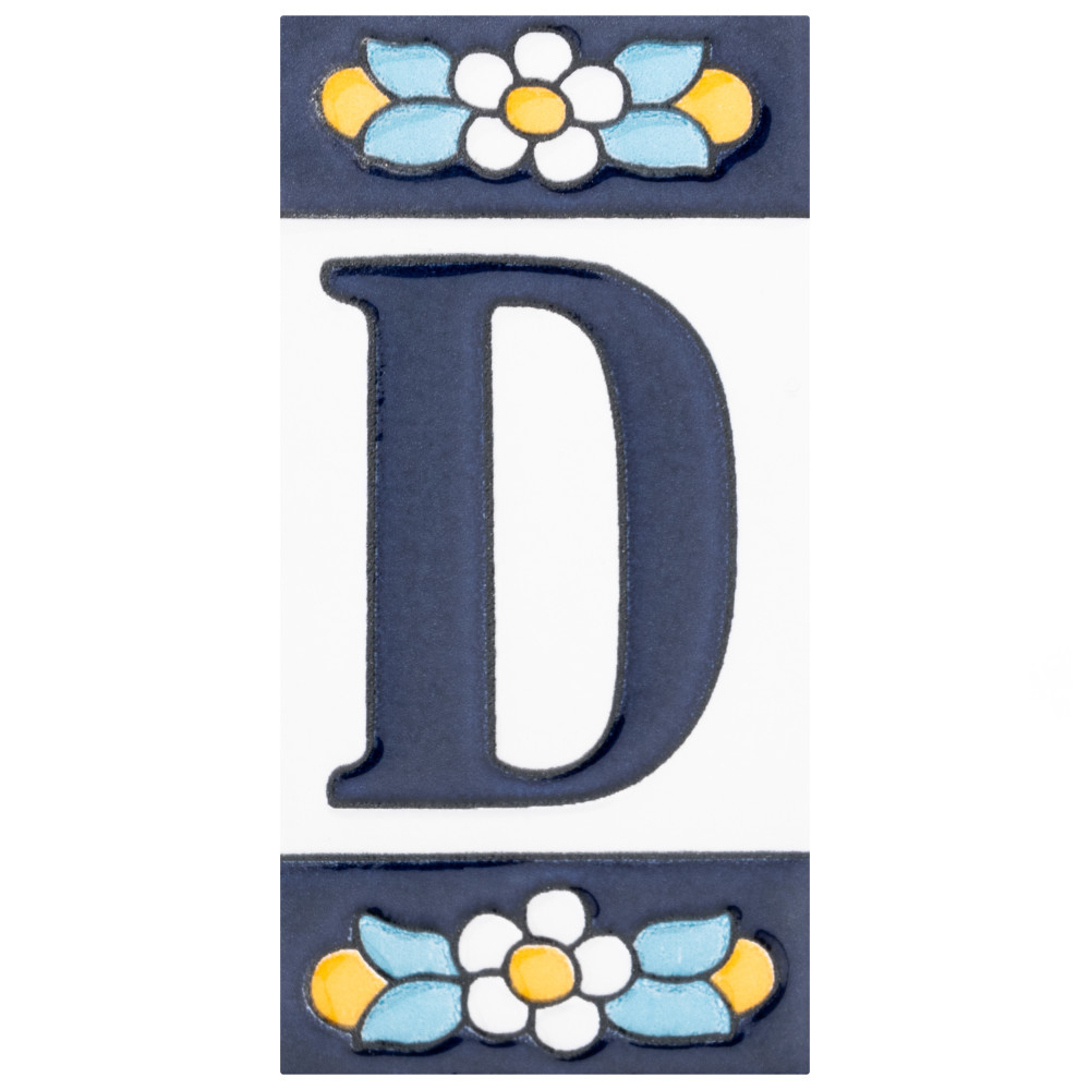 Sevillano Flora Address Letters D 2-1/8 in. x 4-3/8 in. Ceramic Wall Trim