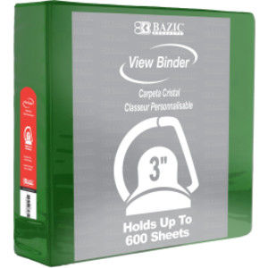Slant D Ring View Binder with 2 Pockets, 3", Green