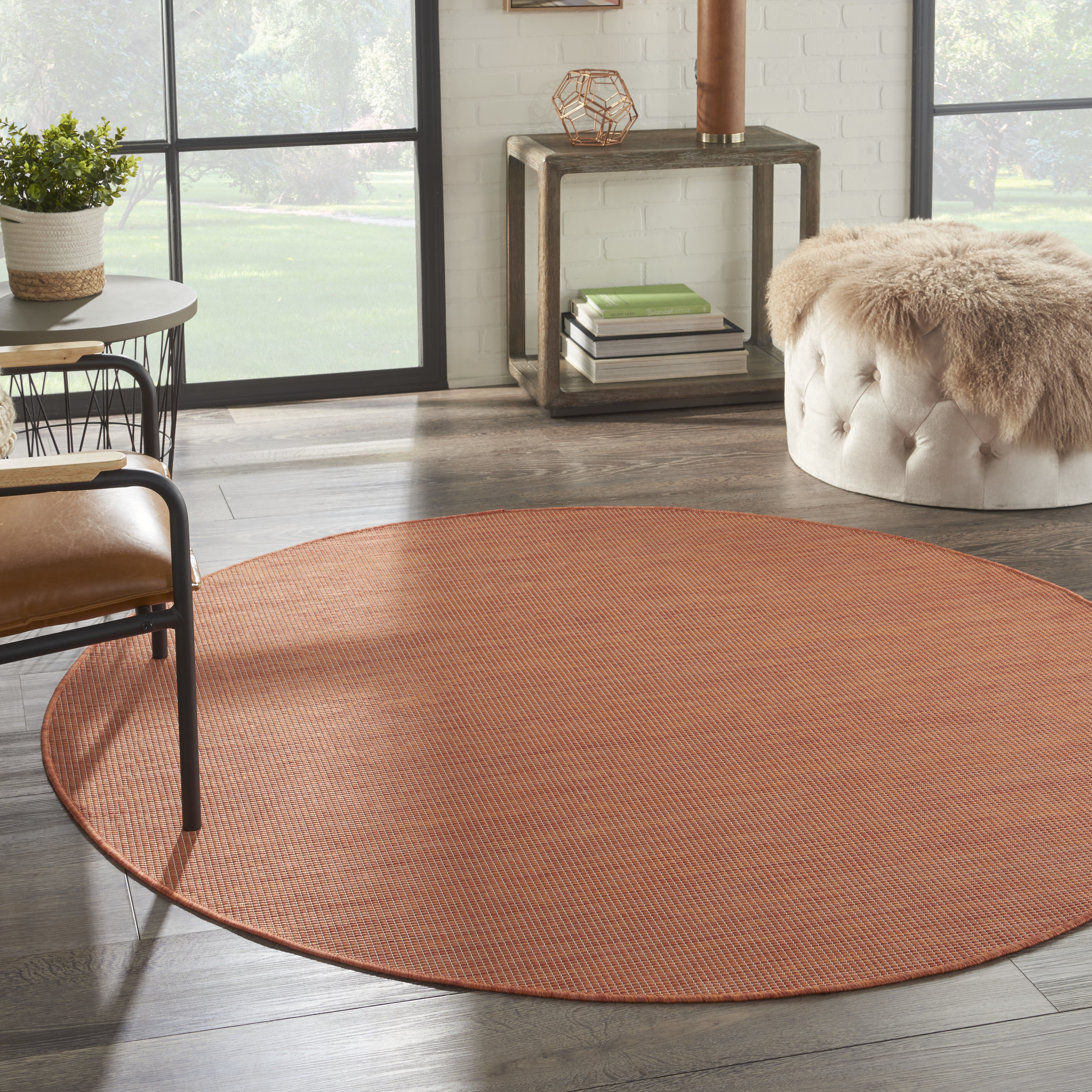 Nourison Positano 6' x Round Terracotta Modern Rug
