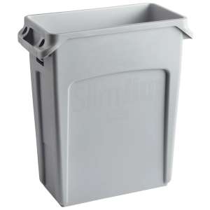 Rubbermaid Commercial, Vented Slim Jim, 16 gal, Resin, Gray, Rectangle, Receptacle