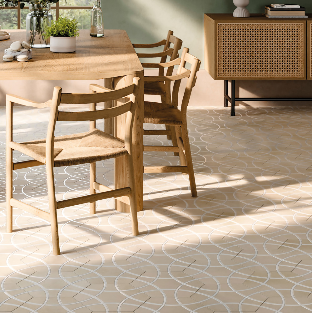 Sample – Bari Hex Sand Deco Porcelain Floor and Wall Tile