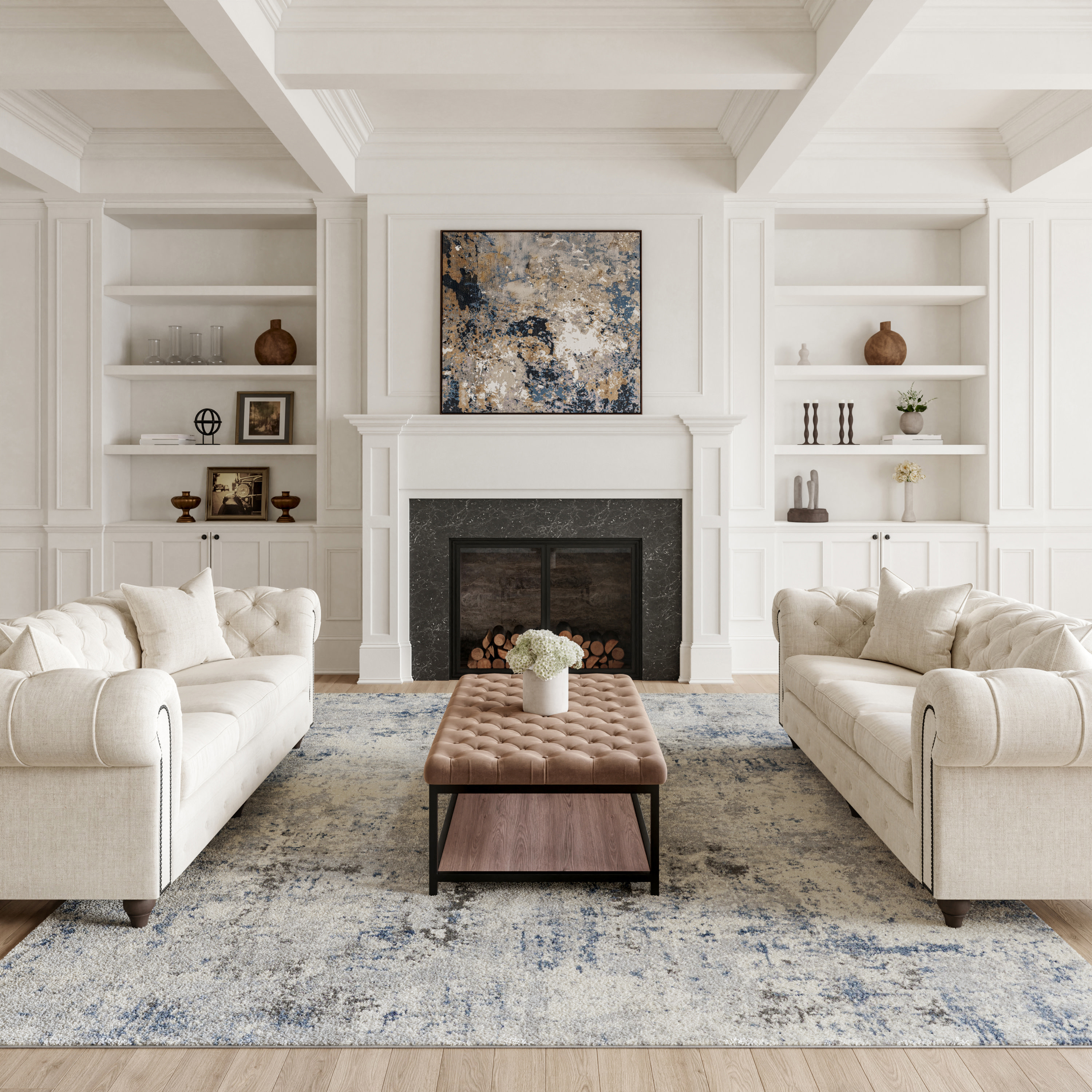 Nourison Rustic Textures 9'3" x 12'9" Ivory Grey Blue Modern Indoor Rug