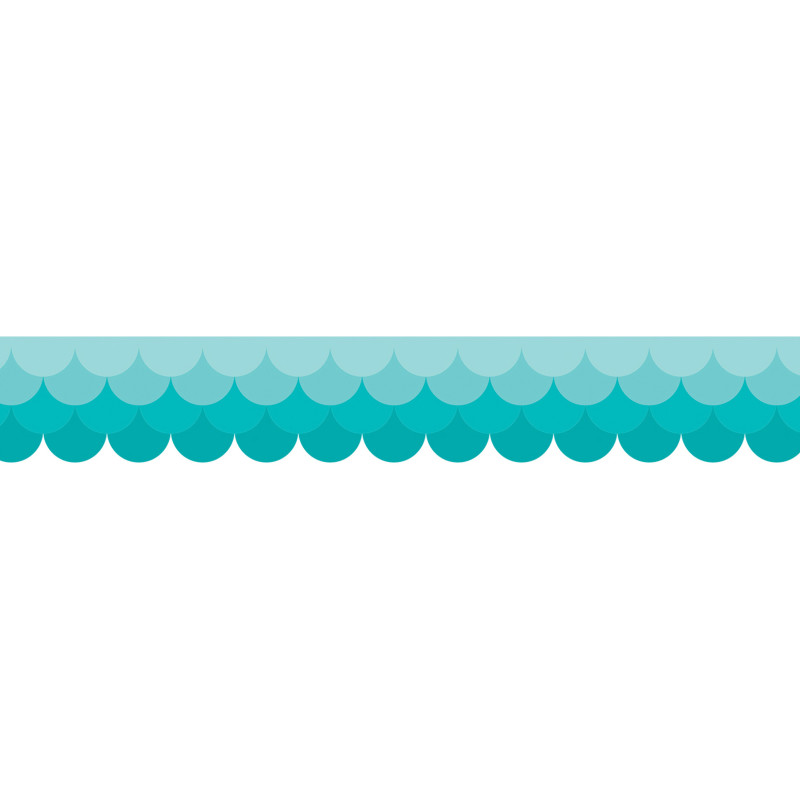 Painted Palette Ombre Turquoise Scallops EZ Border, 48 Feet