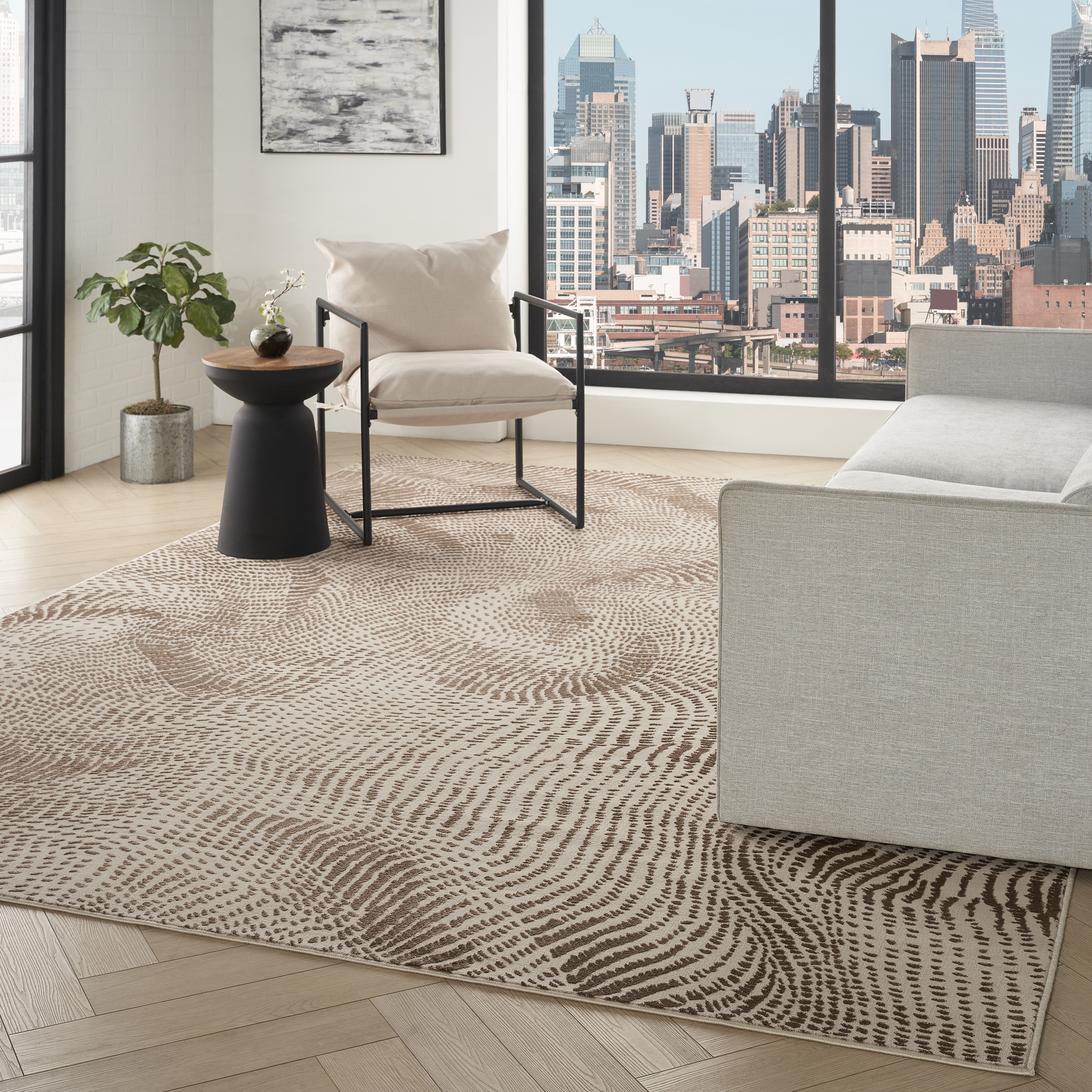 DKNY Central Park West 9' x 12' Beige Brown Modern Indoor Rug