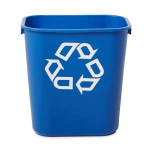 Rubbermaid Commercial, Deskside Recycling, 3.25 gal, Resin, Blue, Rectangle, Receptacle