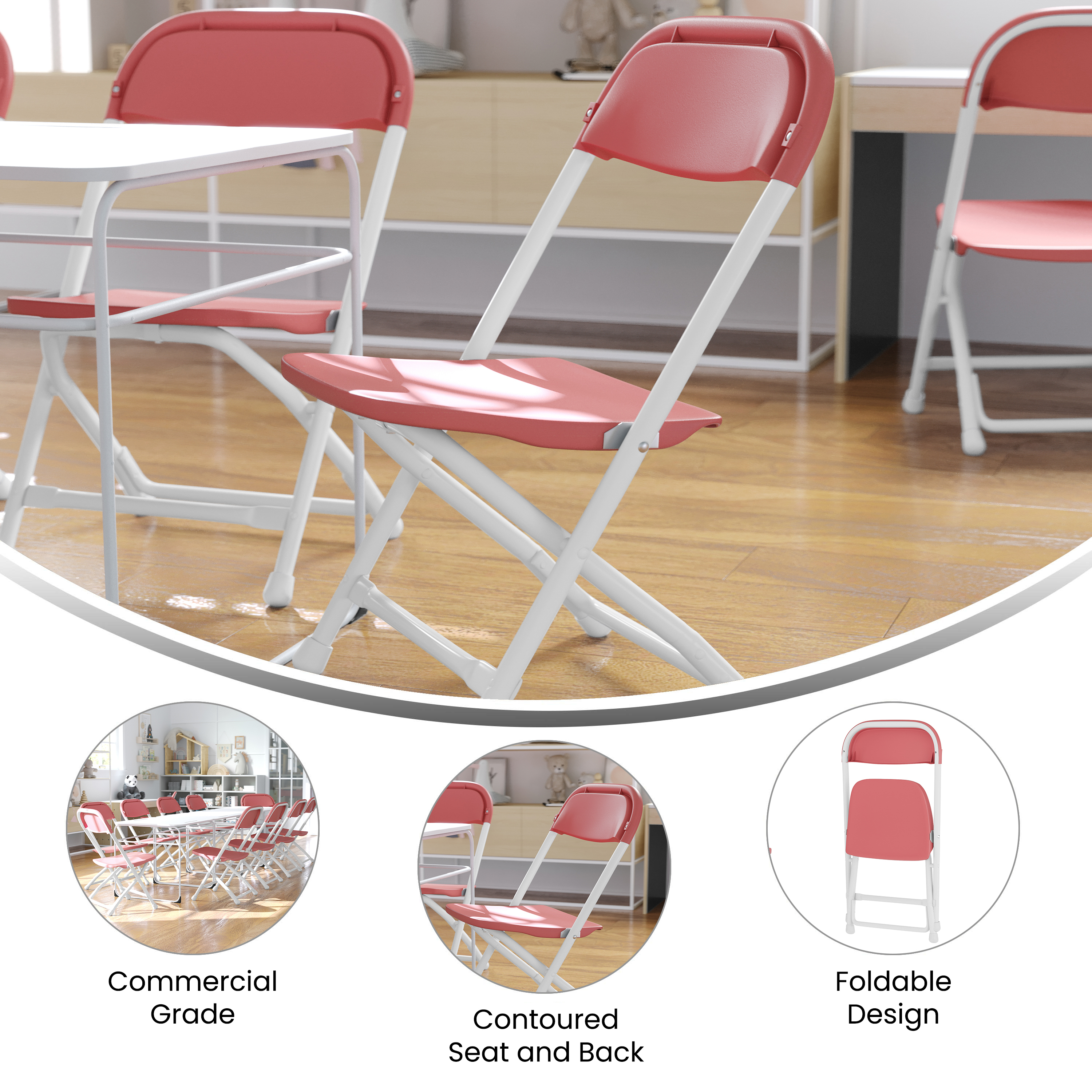 Pack de 2 sillas plegables de plástico blanco para niños - Imagen 24 de 63