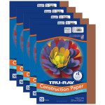 Tru-Ray&reg; Construction Paper, Heavyweight, Warm Brown, 9" x 12", 50 Sheets Per Pack, 5 Packs PAC103025-5