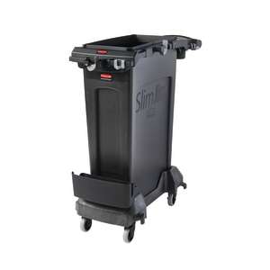 Rubbermaid Commercial, Slim Jim®, Single-Stream Cleaning Cart Kit, 23 gal, Resin, Black, Rectangle, Receptacle
