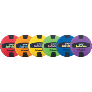 Rhino&reg; Softeeze Volleyball Set, Assorted Colors, Set of 6