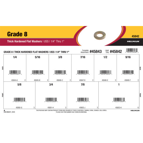 Grade 8 USS Thick Hardened Flat Washers Assortment (1/4