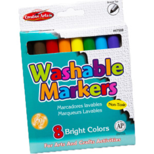 Creative Arts&trade; Washable Markers Broad Tip, Assorted Colors, Pack of 8