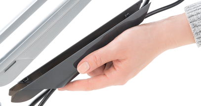 Novus CLU monitor arms include a cable management compartment for neat appearance.