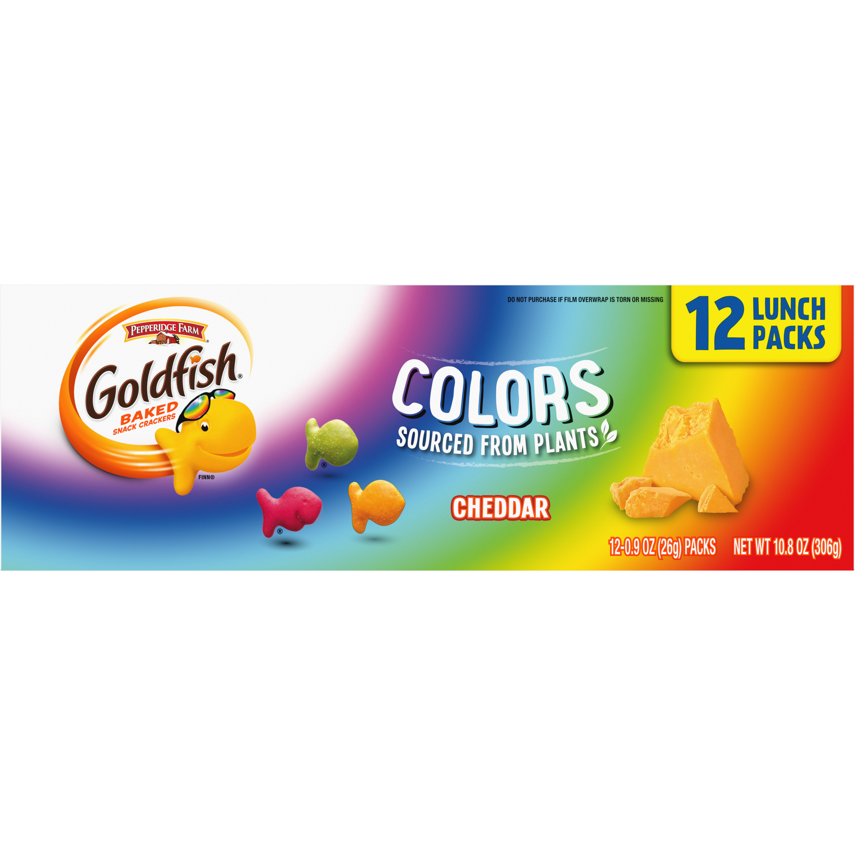 Goldfish® Colors Cheddar Crackers, 12 count box, 0.9 oz, bag - Back Image