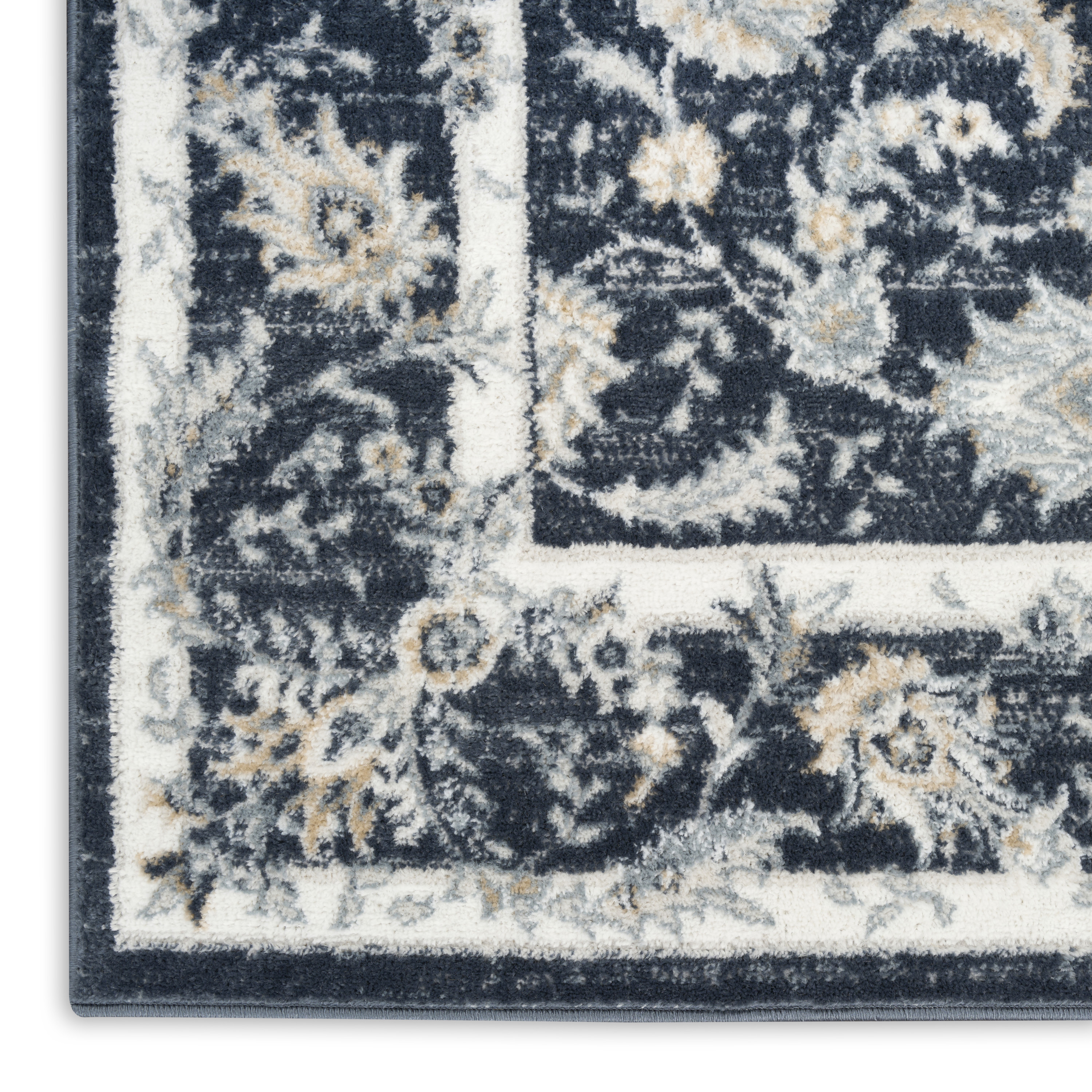Nourison Dekor 5'3" x 7' Slate/Ivory Vintage Indoor Rug