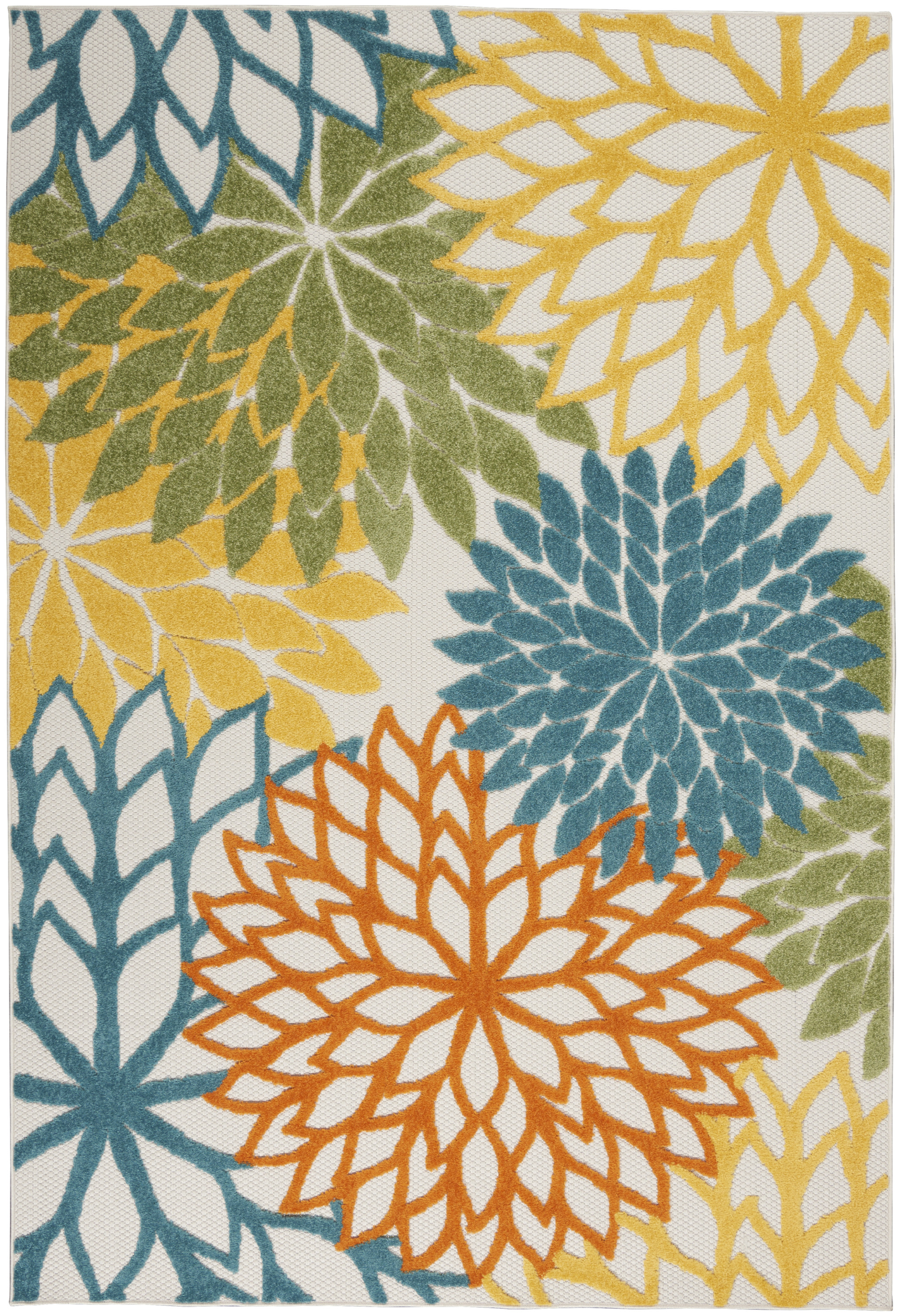 Nourison Aloha 6' x 9' Turquoise Multicolor Tropical Rug
