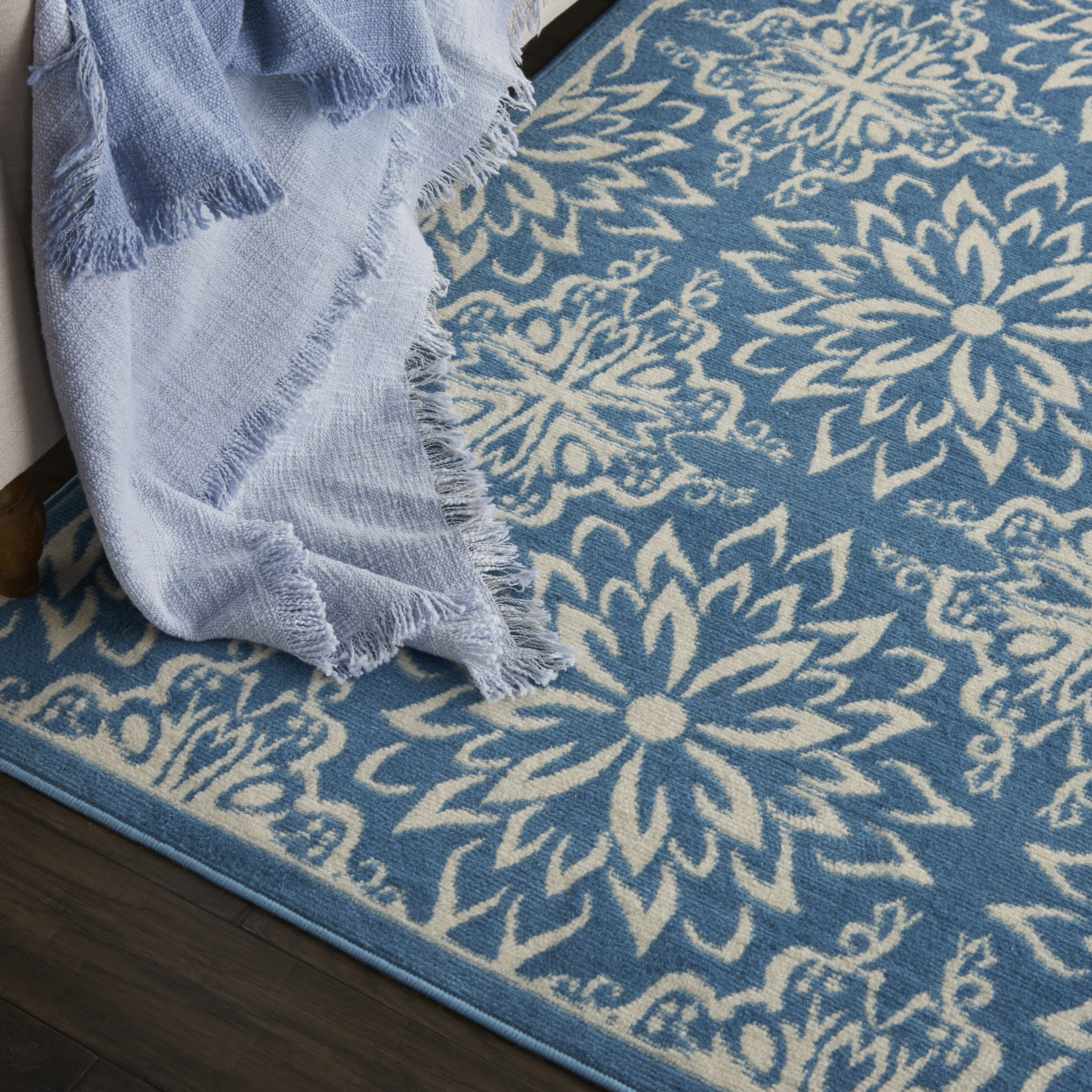 Nourison Jubilant 6' x 9' Ivory Blue Farmhouse Indoor Rug
