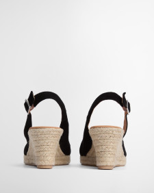 Hazel Espadrille Wedges Black Suede