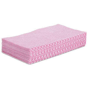 Boardwalk, 12.00"x21.00", Polyester/Rayon, Food Service Wipers, Pink/White
