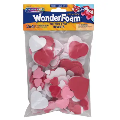 Creativity Street  WonderFoam Peel & Stick Hearts, Assorted Colors,  Assorted Sizes, 264 Pieces