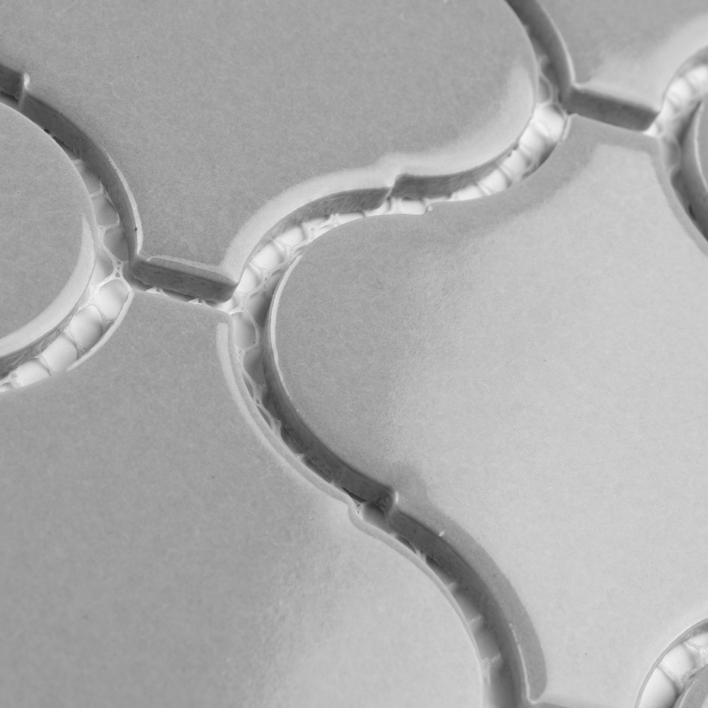 Metro Lantern Glossy Light Grey 9-1/2 in. x 10-3/4 in. Porcelain Mosaic Tile