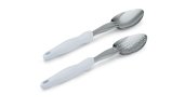 14-inch heavy-duty stainless steel solid basting spoon with white Ergo Grip™ handle
