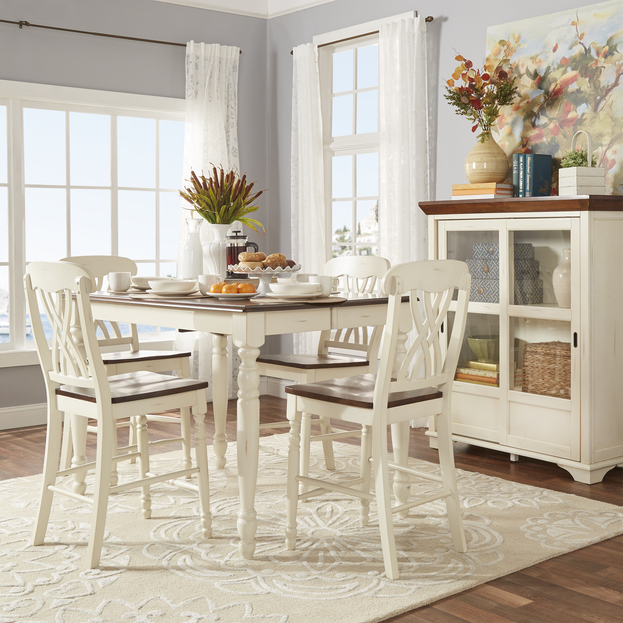 Counter Height Two-Tone Extending Dining Set
