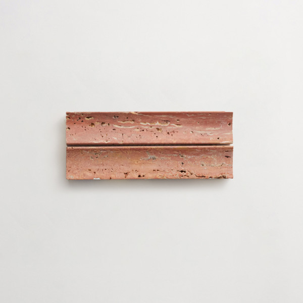 clé lapidary: sculpted shapes | etui petit mosaic sheet | honed | red travertine | sample 
