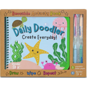 Daily Doodler Reusable Activity Book- Sea Life Cover, Includes 4 Wonder Stix