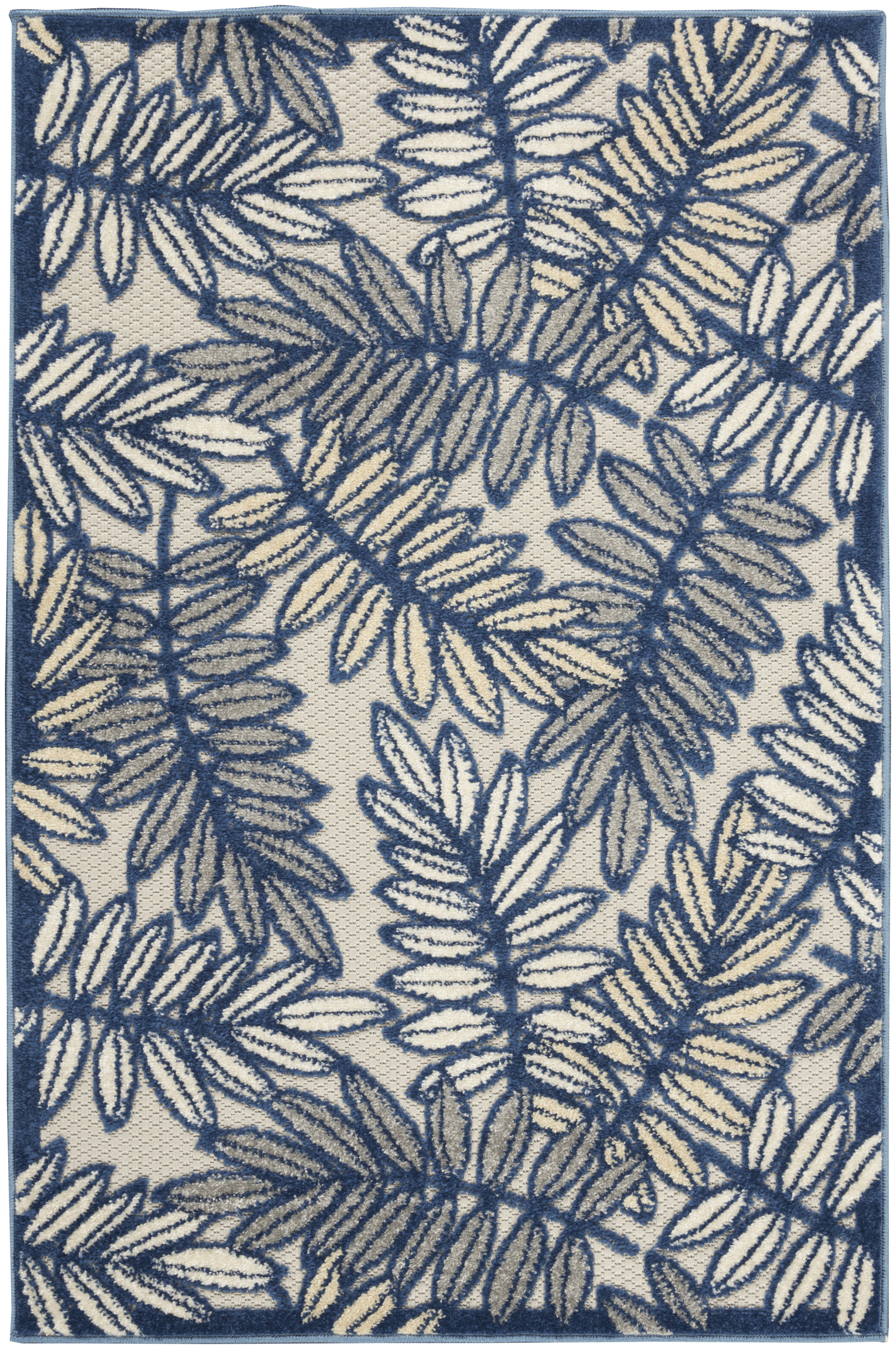 Nourison Aloha 2'8" x 4' Ivory Navy Tropical Rug