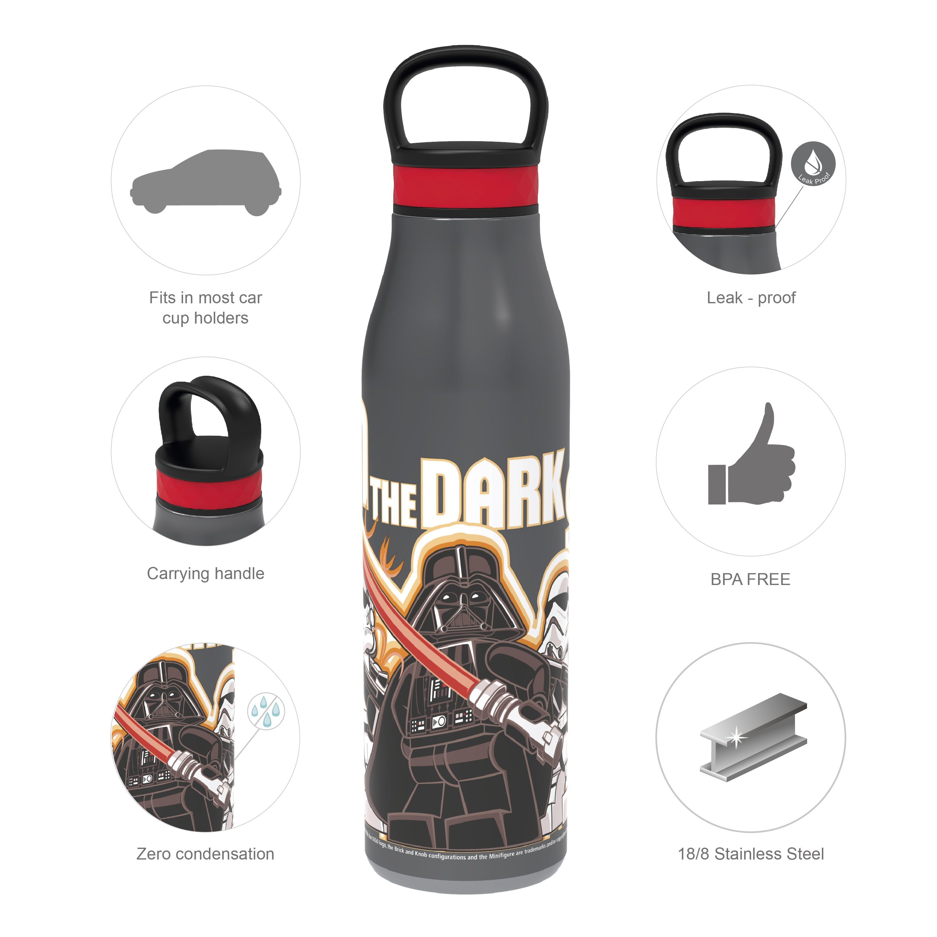 Lego Star Wars 20 ounce Stainless Steel Vacuum Insulated Water Bottle, Darth Vader and Stormtroopers slideshow image 8 Lego Star Wars 20 ounce Stainless Steel Vacuum Insulated Water Bottle, Darth Vader and Stormtroopers slideshow image 8