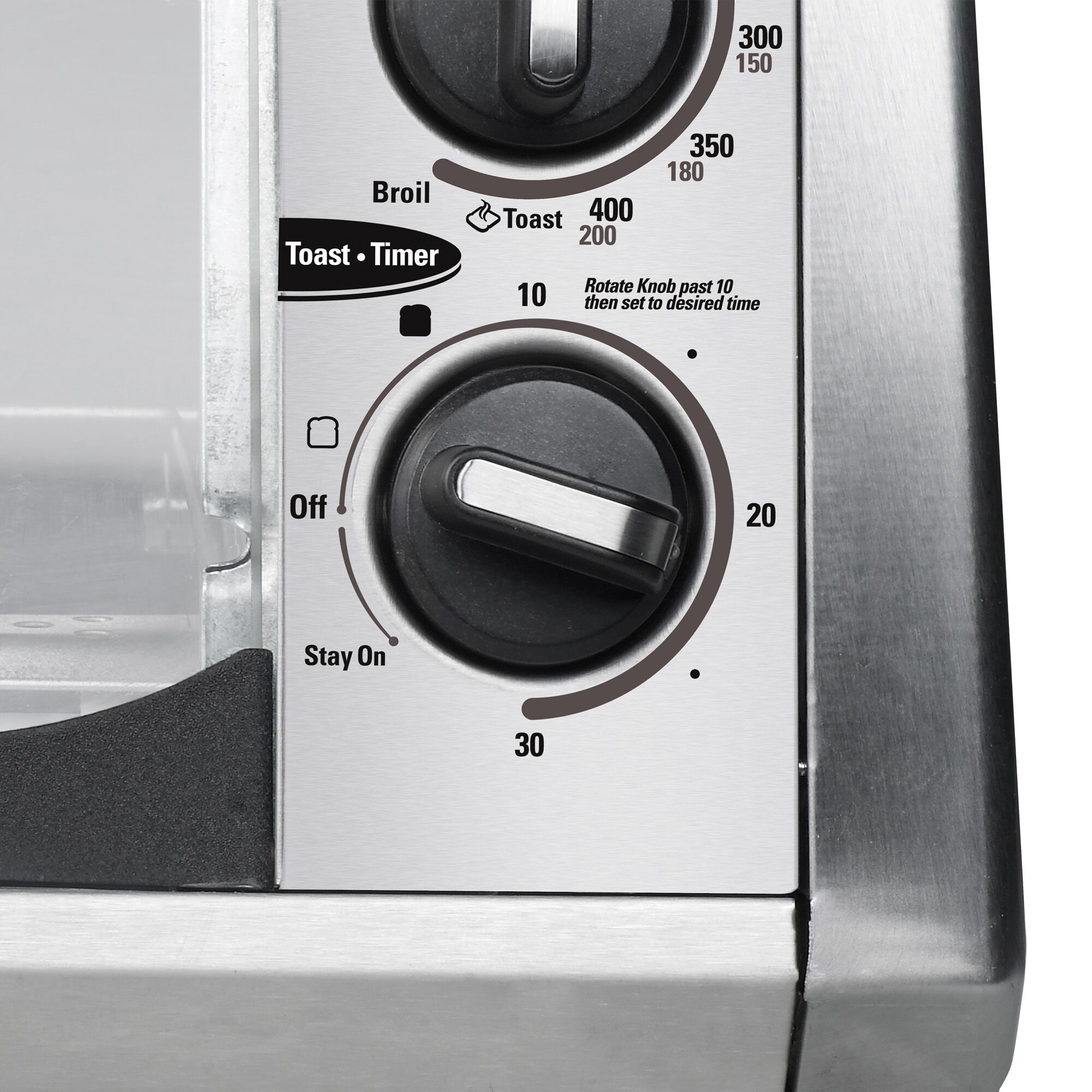 Countertop Toaster Oven timer dial.