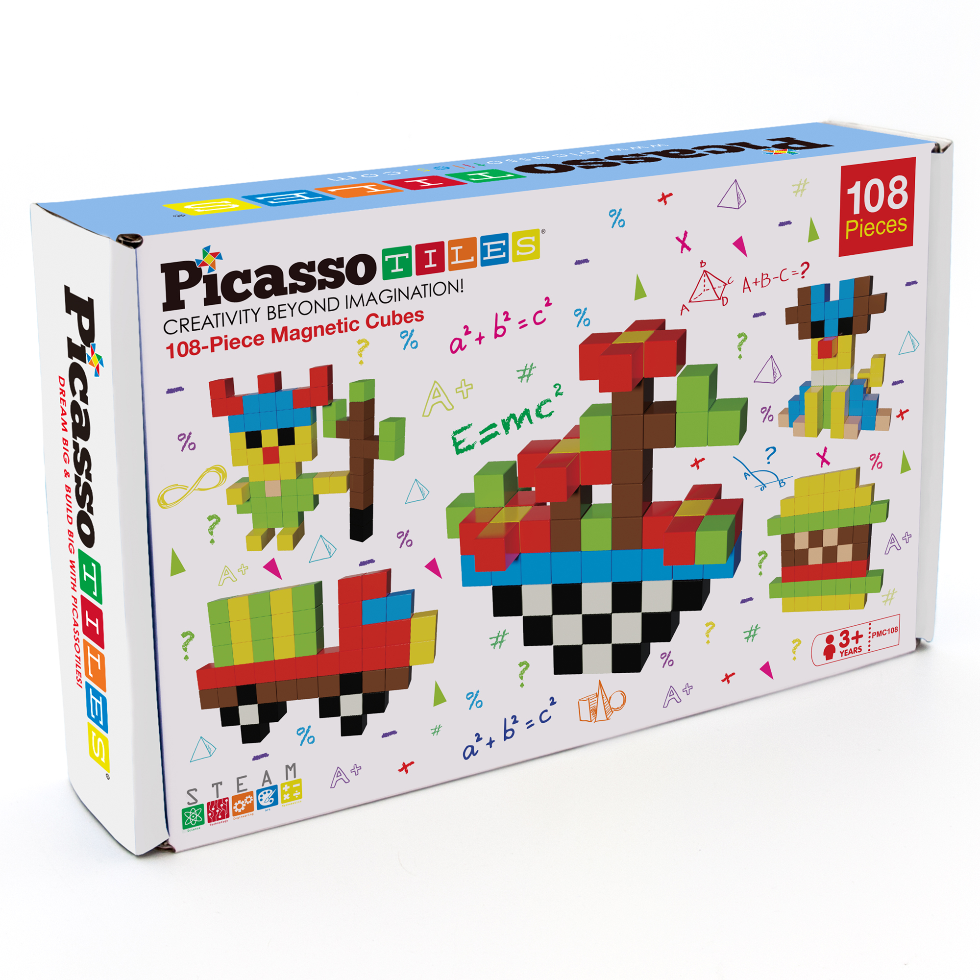 PicassoTiles Magnetic Cubes, 108 Pieces