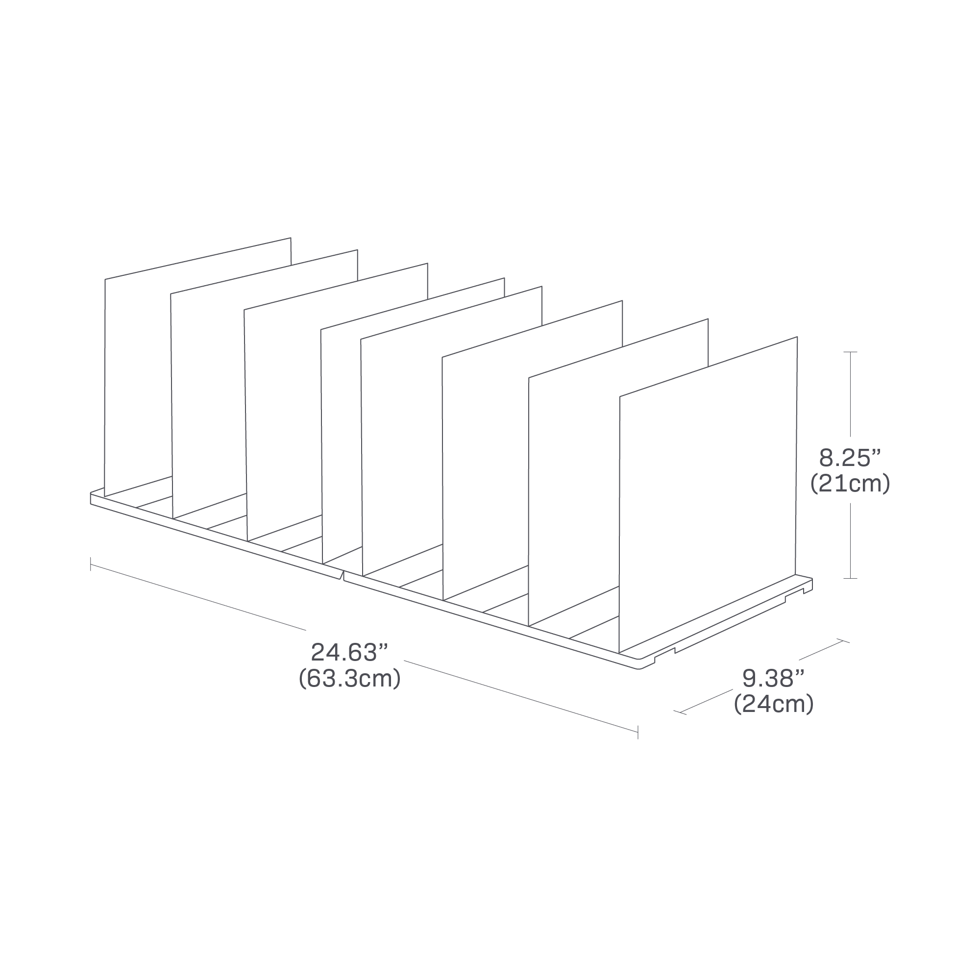 Dimension image for Handbag Organizer on a white background with a length of 24.63